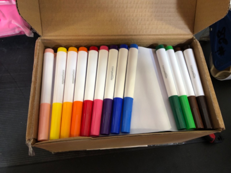 Photo 2 of Amazon Basics Broad Line Washable Markers, 15 Colors, 10 pack 15 Colors (10 - Pack) Broad Line