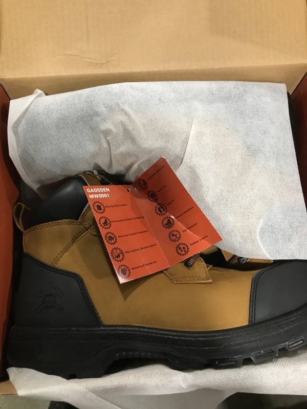 Photo 2 of 6" Safety Work Boots For Men Waterproof ASTM F2413-18 Composite Toe Puncture Proof EH Non Slip No Metal Comfortable& Durable MW0001 7 Wheat
