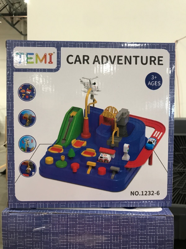 Photo 2 of TEMI Kids Race Track Toys for Boy Car Adventure Toy for 3 4 5 6 7 Years Old Boys Girls, Puzzle Rail Car, City Rescue Playsets Magnet Toys w/ 3 Mini Cars, Preschool Educational Car Games Gift Toys BLUE