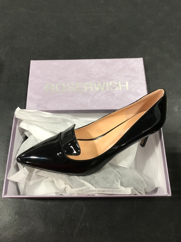 Photo 2 of [Size 9] ROSERWISH Womens Patent Pointed Toe Fashion Party Slip On Office Stiletto High Heel Pumps Dress Shoes 2.5 Inch 9 Black