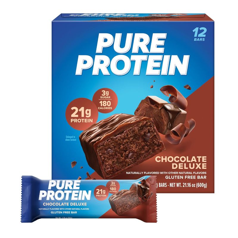 Photo 1 of Pure Protein Bars, High Protein, Nutritious Snacks to Support Energy, Low Sugar, Gluten Free, Chocolate Deluxe, 6 Count- Chocolate Deluxe