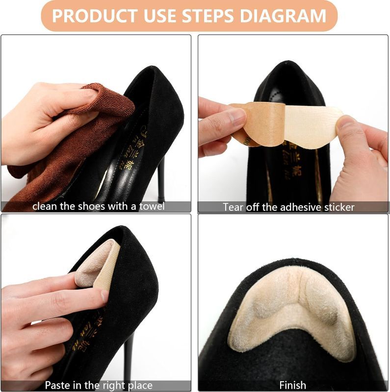 Photo 2 of Pairs Shoe Heel Pads Suede,PairsHeelCushion Pads,Heel Grips Liner Cushions Inserts for Loose Shoes,Heel Pads Inserts Prevent Too Big,Blisters, Heel Slipping,Filler for Loose Shoe Fit (6 Black)