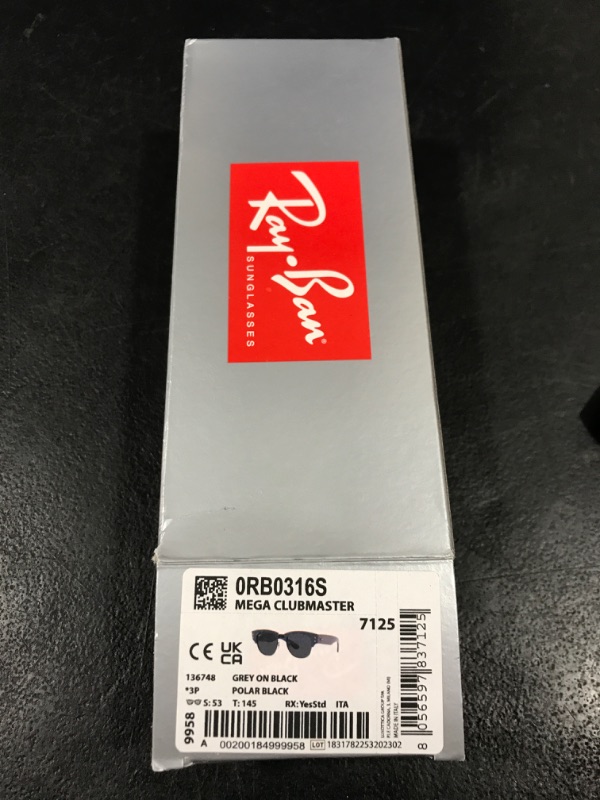 Photo 2 of Ray-Ban Rb0316s Mega Clubmaster Square Sunglasses Black on Gold /Transition Clear to Sapphire 50 Millimeters