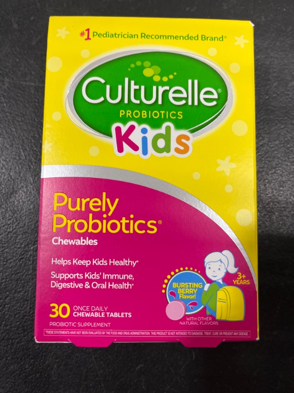 Photo 1 of Culturelle Kids Chewable Daily Probiotic for Kids, Ages 3+, No.1 Pediatrician-Recommended Brand, Natural Berry, Daily Probiotics for Digestive Health, Oral Care & Immune Support, 1 Month Supply EXP 1/2026 