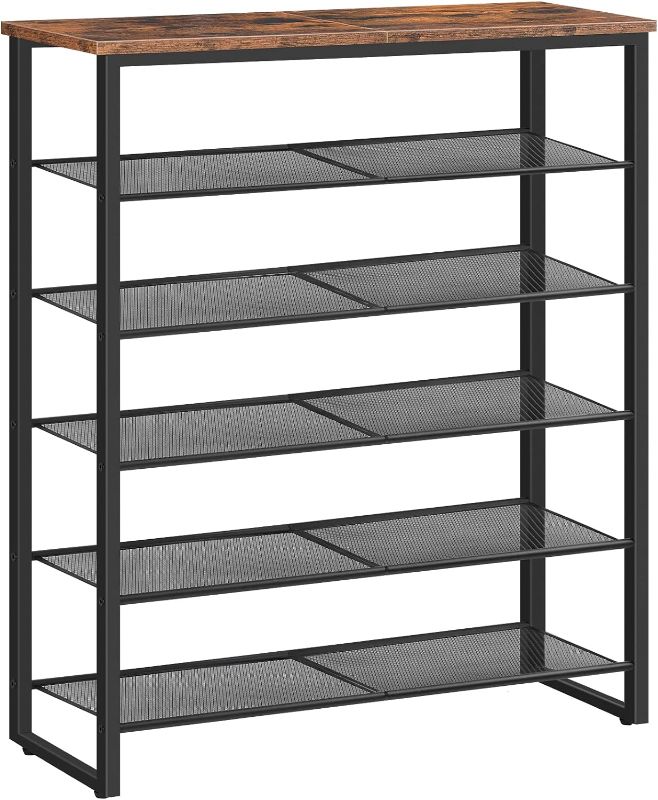 Photo 1 of HOOBRO Shoe Rack, 6-Tier Shoe Organizer, for 18-24 Pairs of Shoes, Large Capacity Shoe Storage Shelf, Durable and Stable, for Entryway, Closet, Hallway, Dorm Room, Industrial, Rustic Brown BF67XJ01G1