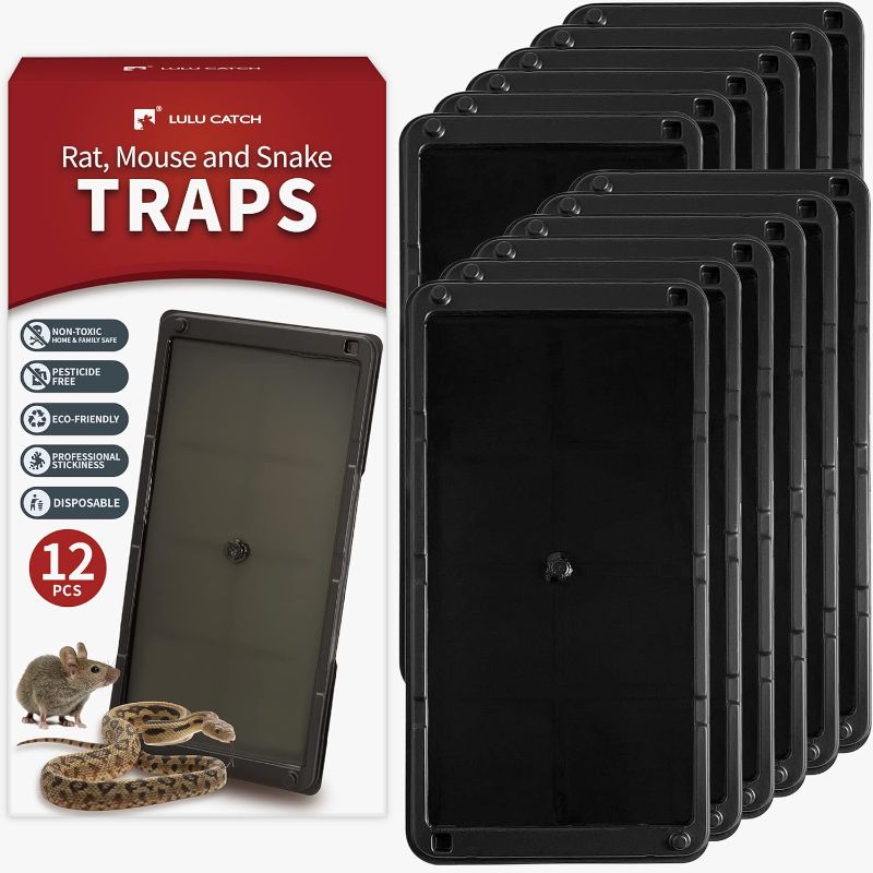 Photo 1 of Super Glue Traps 12 Pack for Mice & Snakes, Larger, Heavier Sticky Traps with Non-toxic Glue. Sticky Mouse Traps Indoor, Easy to Set, Safe to Children & Pets
