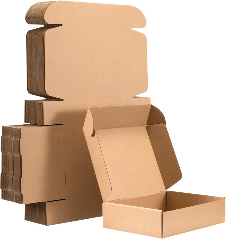 Photo 1 of 10x10x3 Shipping Boxes Set of 20, Medium Kraft Corrugated Cardboard Boxes - for Small Business Supplies Packaging, Packing Boxes, Mailer Boxes and Gift Box
