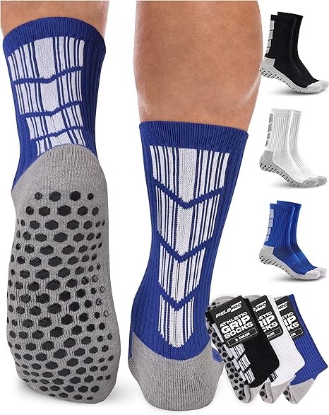 Photo 1 of 3 & 5 Pairs Adult & Youth Soccer Grip Socks - 5 Colors Mens Grip Socks Soccer | Soccer Grip Socks Men | Soccer Socks - m 