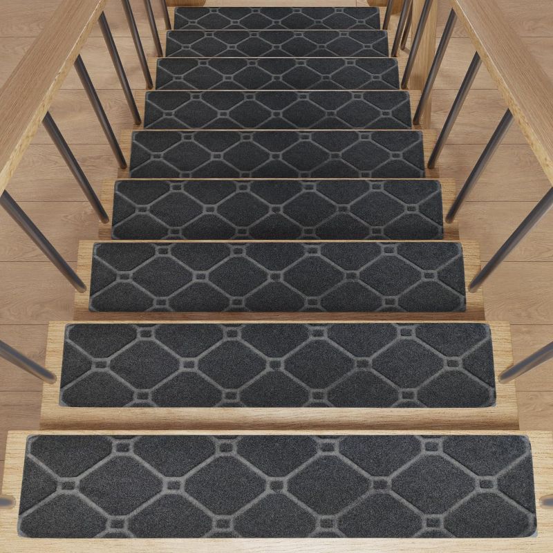 Photo 1 of Stair Treads for Wooden Steps, Carpet Stair Treads, Stair Treads Non Slip, Durable and Decorative Stair Carpet Runner Safety for Elders Kids and Pets(8"X30", Set of 15)

