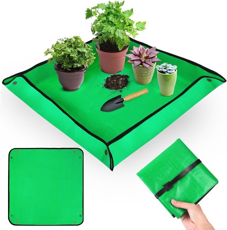 Photo 1 of Repotting Mat for Potting Soil Indoor Plants, 27"x 27" Thickened Waterproof Potting Tray, Portable Transplanting Mat for Gardening Supplies, Cactus Pots Potting Mat Garden Gifts for Women & Men
