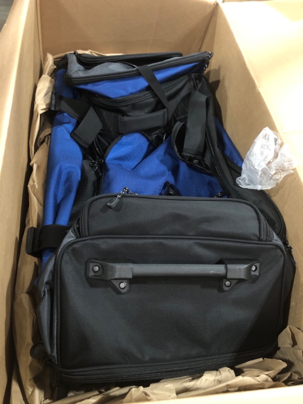 Photo 1 of Amazon Basics Ripstop Wheeled Duffel Bag for Travel, Travel Bag, Telescoping Handle, 35", Blue
