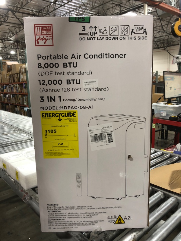 Photo 2 of 12,000 BTU Portable Air Conditioner Cools Up to 500 Sq.Ft, 3-IN-1 Energy Efficient Portable AC Unit with Remote Control & Installation Kits for Large Room, Campervan, Office, Temporary Space