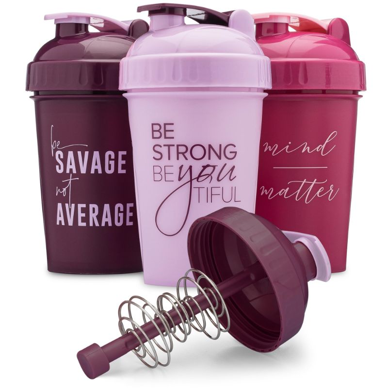 Photo 1 of [3-Pack] 20-Ounce Shaker Bottle with Action-Rod Mixer | Protein Shaker Bottle with Motivational Quotes | Shakers for Protein Shakes are BPA Free and Dishwasher Safe 