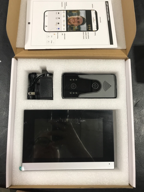 Photo 1 of Wireless IP Video Doorbell Intercom System, WiFi 7 Inch Monitor with Metal HD Door Camera (Wired Power), Video Intercom with 32G card Record, APP Remote 2-Way Audio, Unlock for Home Security System Wireless-Gr