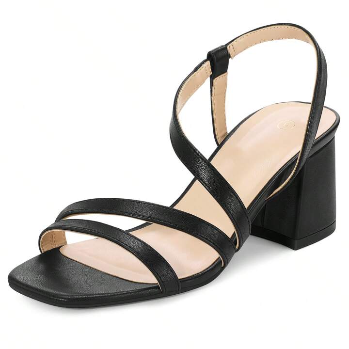 Photo 1 of [Size 9.5] Mysoft Women Strappy Low Chunky Block Heel Sandals- Black