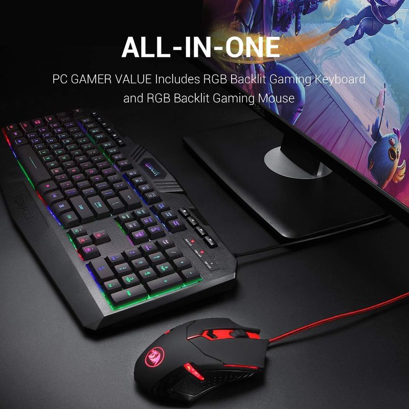Photo 1 of Redragon S101 Gaming Keyboard, M601 Mouse, RGB Backlit Gaming Keyboard, Programmable Backlit Gaming Mouse, Value Combo Set [New Version]
