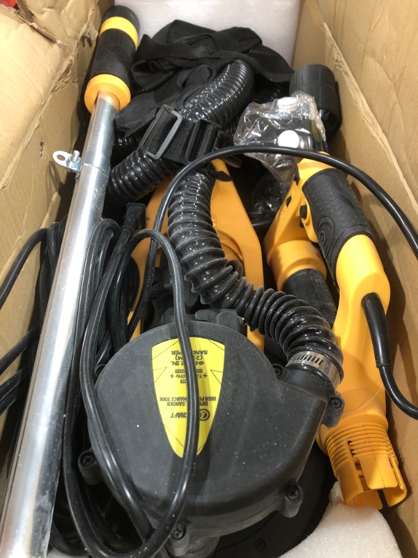 Photo 3 of [Upgraded Version] Electric Drywall Sander with Vacuum, 800W, Auto Dust Absorption Dust-free Design, 6 Variable Speed 500-1800RPM, 26' Power Cord, LED Light, Labor-saving Straps, for Popcorn Ceiling