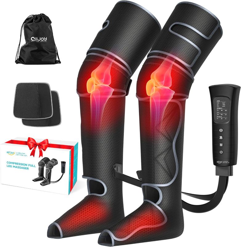 Photo 1 of ALLJOY Leg Massager, Leg Air Compression Massager for Circulation and Pain Relief,2 Heat Levels Foot/Knee Massager,6 Modes with Memory Function Controller, Full Leg Massager, Gift for Women Men

