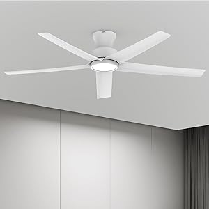 Photo 1 of ocioc 52 inch Ceiling Fans with Lights, Large Air Volume Ceiling Fans with Reversible Quiet DC Motor and Remote?White? 