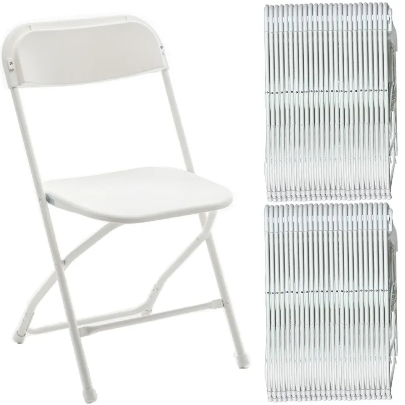 Photo 1 of 5 PC White Plastic Folding Chair Steel Frame 