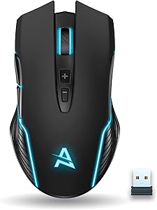 Photo 1 of Aimzone Gaming Mouse with LED, USB Mouse for Gaming with Adjustable DPI, LED Lightning, Rechargeable Wireless Mouse, Full Compatible with Mac & Windows (Black) NOT WIRELESS LIKE SHOWN IN FIRST PHOTO