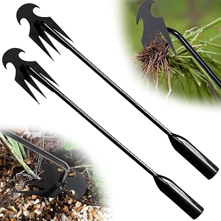 Photo 1 of 16" Gardening Hand Weeder Tools : 2PCS Weeding Tools Gardening with 4 Claw - Small Uprooting Weeder Tool for Garden - Manual Weed Pulling Farm Puller Tool Black