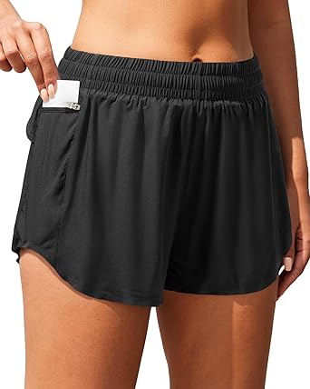 Photo 1 of Holipick Women's 3'' High Waisted Running Shorts with Zipper Pocket Athletic Quick Dry Workout Shorts with Mesh Liner--MED
