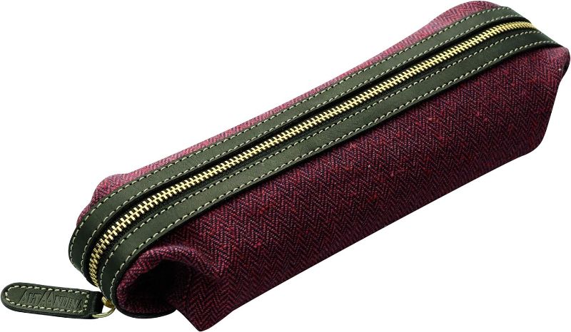 Photo 1 of Pen & Pencil Case | Eco Pouch – Recycled Plastic Thread & Our Vegetable Tanned Leather | Craft & Office Supplies, Makeup, & Art Bag (Burgundy)
