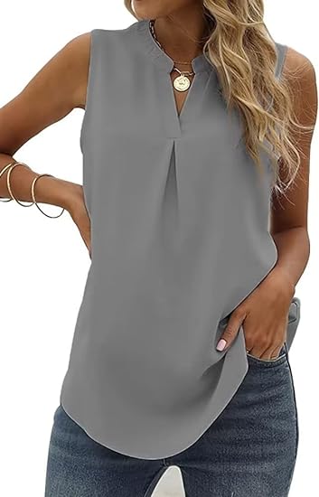 Photo 1 of WELINCO Women's Summer Casual Sleeveless V Neck Lace Trim Tank Tops Loose Blouse Tees 