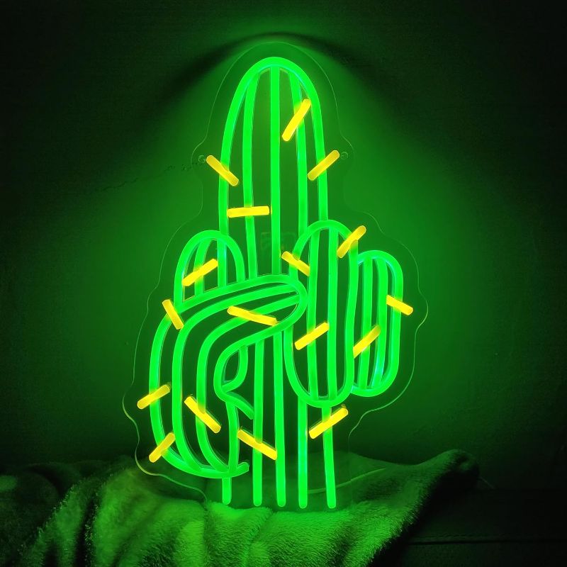 Photo 1 of Cactus Attitude Neon Sign for Wall Decor Cactus Decor for Home Room Cactus Wall Decor Party Decoration Cactus Neon Light Cactus Lamp LED Sign (Cactus Attitude)