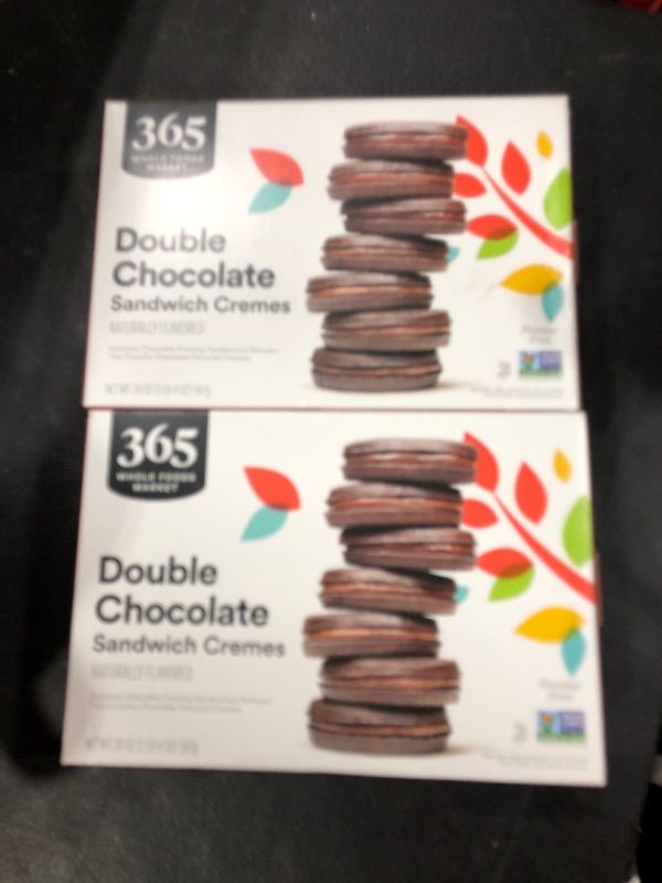 Photo 2 of 365 by Whole Foods Market Double Chocolate Sandwich Cremes, 20 Ounce--2 PACK, EXP JULY 02 2024