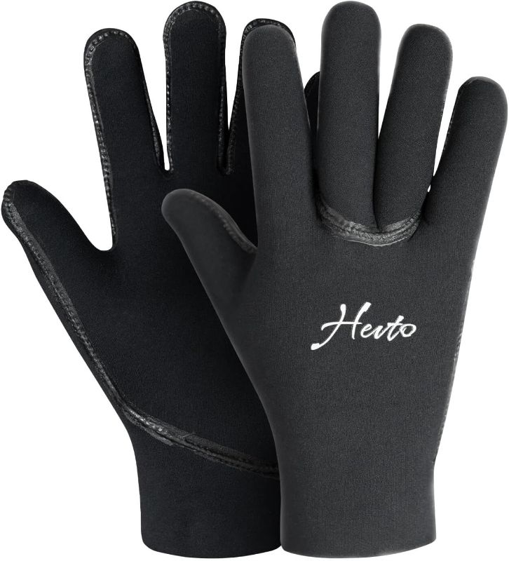 Photo 1 of Hevto Neoprene Gloves 3mm 5mm Men Women GBS Scuba Dving Gloves Wetsuit Keep Warm in Cold Water and Wind --SMALL