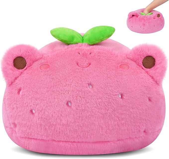 Photo 1 of GEWUJATOP Pink Frog Plush Pillow,12in Frog Stuffed Animal, Fuzzy Cute Stuffed Frog, Kawaii Stuffed Frog Plush Toy Doll,Frog Stuffed Plushie for Kids Birthday,Christmas
