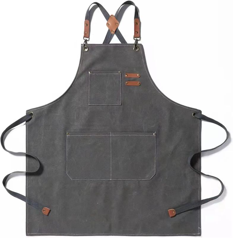 Photo 1 of Limited-time deal: Tosewever Canvas Cross Back Chef Cotton Aprons for Men Women with Large Pockets