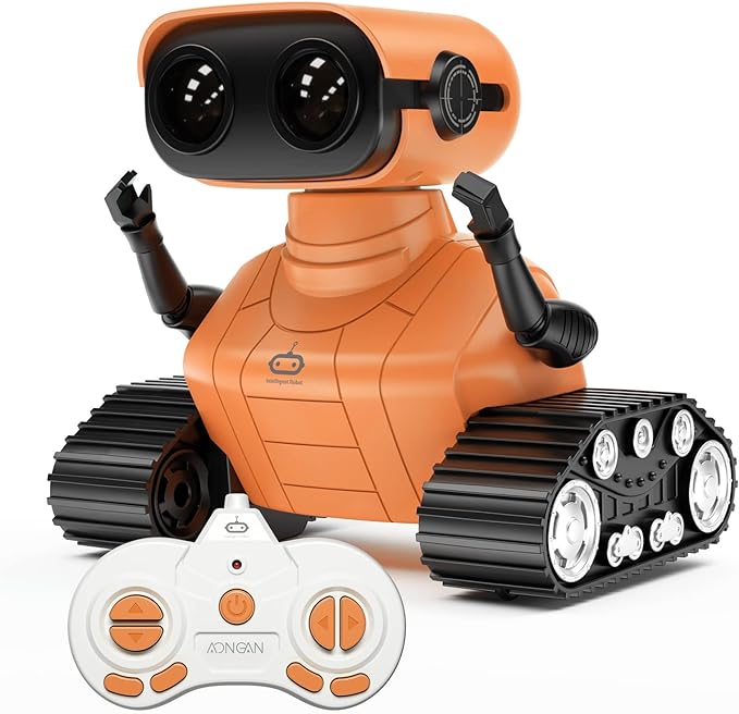 Photo 1 of AONGAN Robot Toys - Remote Control Robot Toys for Kids, Dancing Singing Music LED Eyes Demo, Interactive Engaging Robots, USB Charging Tech Gifts Toys for Boys Girls 3 4 5 6 7 8 9 Years Old (Orange) 