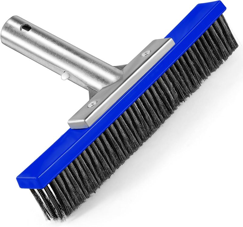 Photo 1 of Heavy Duty Pool Brush Head?10-inch Metal Pool Brushes Head with Stainless Steel Wire Bristles & Aluminium Back for Remove Calcium Buildup, Rust Stains on Concrete (Stainless Steel 