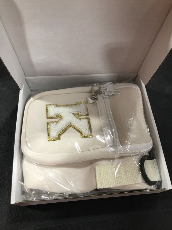 Photo 1 of WATER BOTTLE POUCH WHITE WITH LETTER K