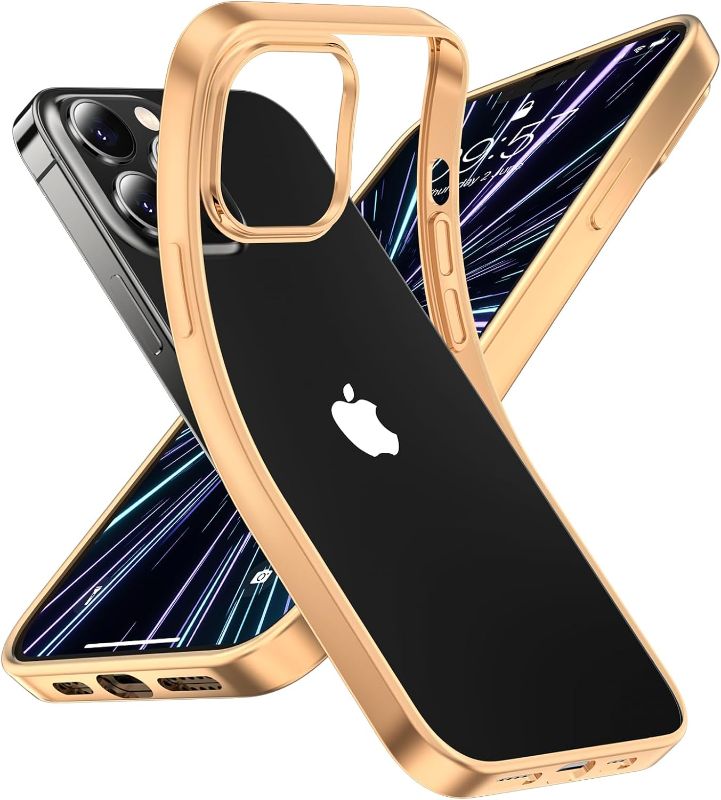 Photo 1 of Syoukou for iPhone 13 Pro Case Clear [ Anti-Yellow] [Military Grade Drop Protection] Case for iPhone 13 Pro Clear iPhone 13 Pro Case Gold - Gold iPhone 13 Pro Gold