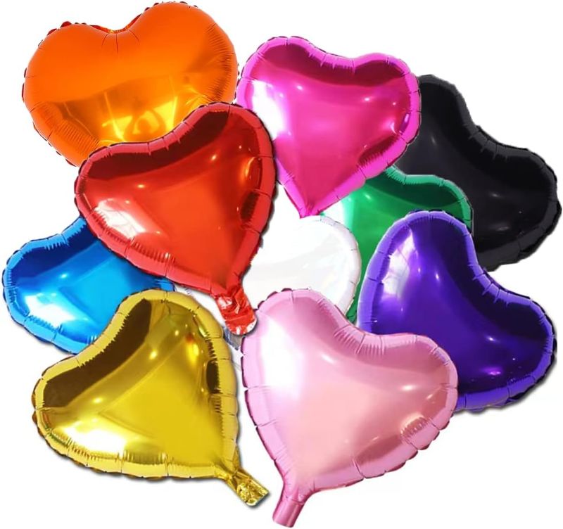 Photo 1 of 18 INCH FOIL BALLOON HEART SHAPED BALLOONS BRIGHT COLOR