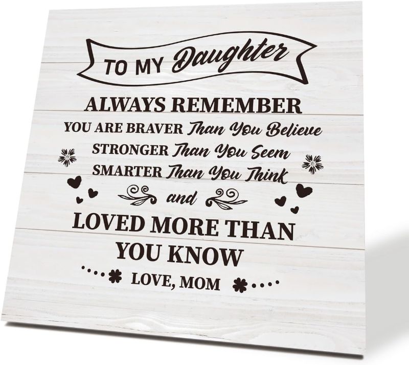 Photo 1 of Daughter Wood Sign, Daughter Gifts, Wooden Plaque Sign Table Decor, Grown Up Daughter Gifts from Mom, Long Distance Relationship Gift for Daughter, Desk Decorative Signs for Home Office