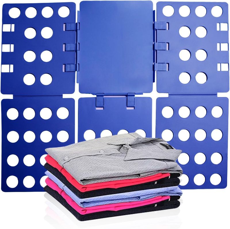 Photo 1 of GYE T Shirt Folding Board T Shirt Clothes Folder Laundry Organizer Durable Tool Plastic Easy and Fast Folding Board for Kid Children and Adult to Fold Clothes (Blue)