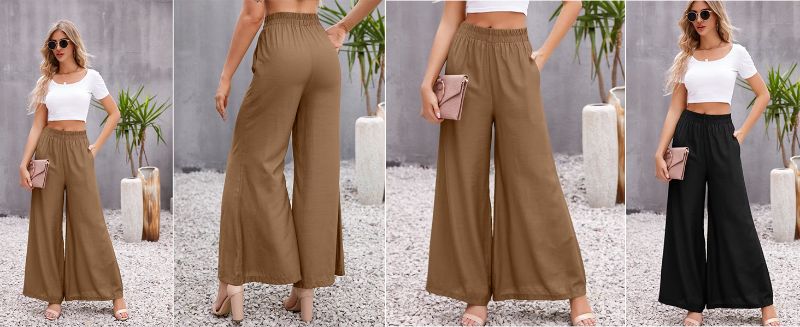 Photo 1 of Dress Pants Women,Wide Leg Pants for Women,Women High Waist Casual Palazzo Pants,Womens Lounge Pants with Pockets S