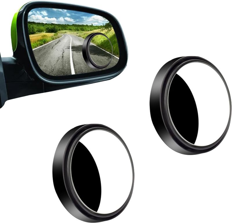 Photo 1 of QODOLSI 2 PCS Car Blind Spot Mirror, 0.6In x 2.1In 360-degree Adjustable HD Glass Convex Rear View Mirrors, Universal Wide Angle Vehicle Reversing Auxiliary Mirror for Car SUV Truck (Silver)