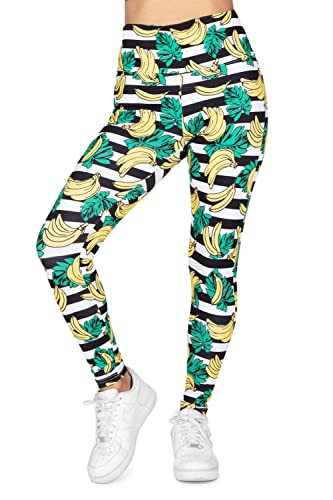 Photo 1 of Tipsy Elves Yellow Banana Bunch High Waisted Fitness Workout Leggings for Women Size X-Large