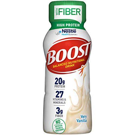 Photo 1 of BOOST High Protein with Fiber Complete Nutritional Drink Very Vanilla 8 Ounce Bottle (Pack of 24) 