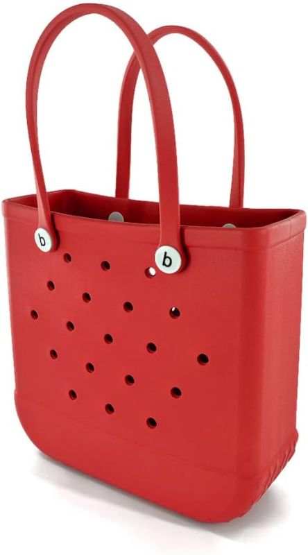 Photo 1 of Rubber Beach Bags & Pool Bag Waterproof Sandproof, Durable Open Tote Travel Bags, Washable Beach Totes Bags,Big red,One Size