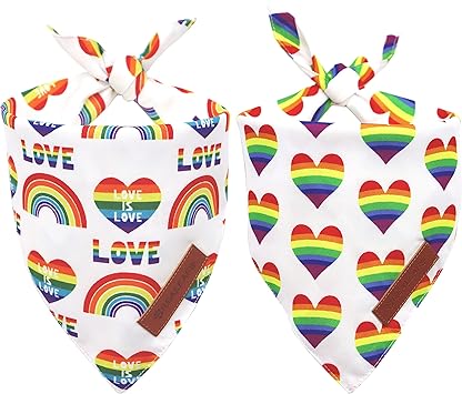 Photo 1 of Realeaf Rainbow Dog Bandanas 2 Pack, Reversible Love is Love Pride Scarves for Dogs, Premium Durable Fabric, LGBT LGBT+ Bandana for Small Medium Large and Extra Large Dogs Pets (Small)
