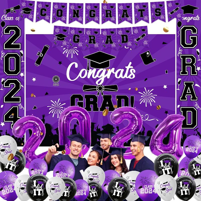 Photo 1 of 2024 Graduation Party Decorations?High School Graduation Decorations Blue Green Red Purple?Graduation Decorations Class Of 2024 For Congrats Grad Party Supplies
