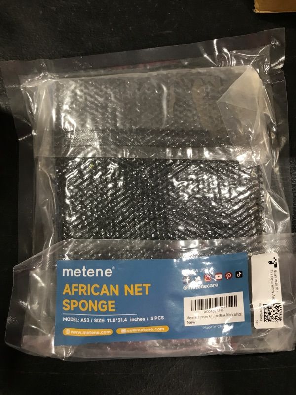 Photo 1 of Metene 3 Pieces African Exfoliating Net, Colorful African Net Cloth, Long African Net Sponge Body Scrubber for Use in Shower, Bath Shower Wash Cloth for Skin Smoother Daily Use (Blue,Black,White) 1 Count (Pack of 3) Blue,Black,White