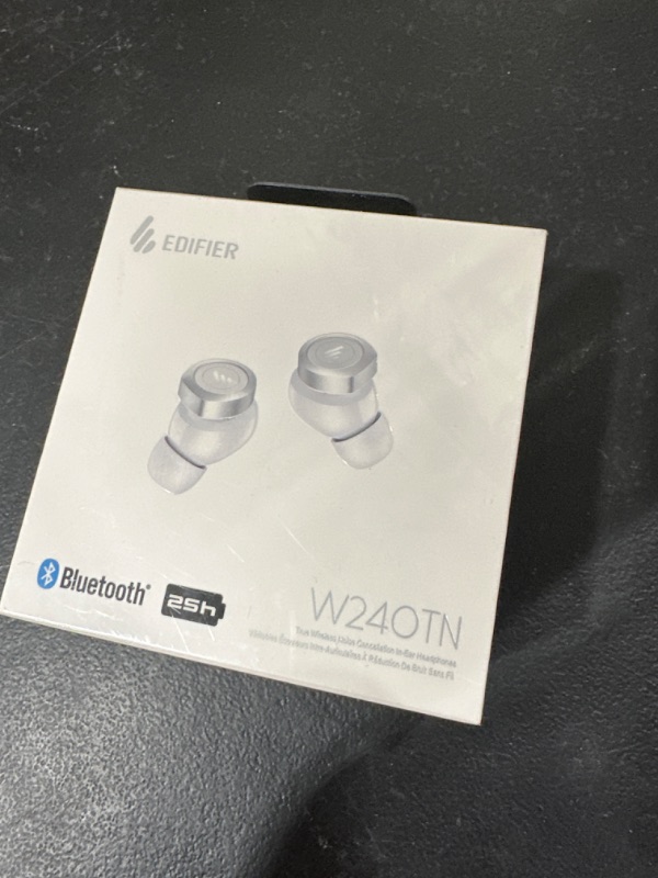 Photo 3 of Edifier W240TN Active Noise Cancellation Earbuds with Bluetooth V5.3 - True Wireless Earbuds with Dual Dynamic Drivers - Fast Charging - Custom EQ - Physical Button and App Control - White FACTORY SEALED. OPENED FOR PICTURES. 